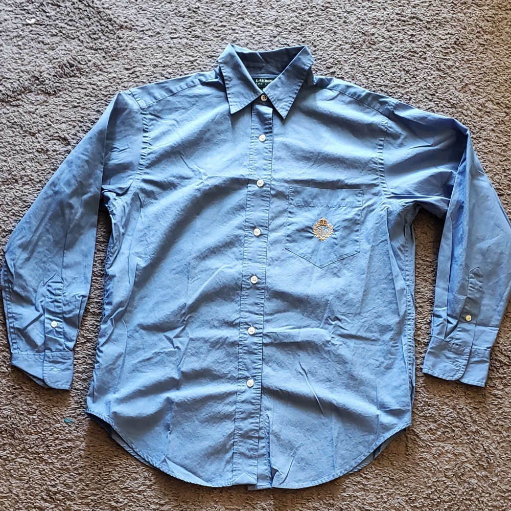 Lauren Ralph Lauren Blue Womens Button Shirt Size 8